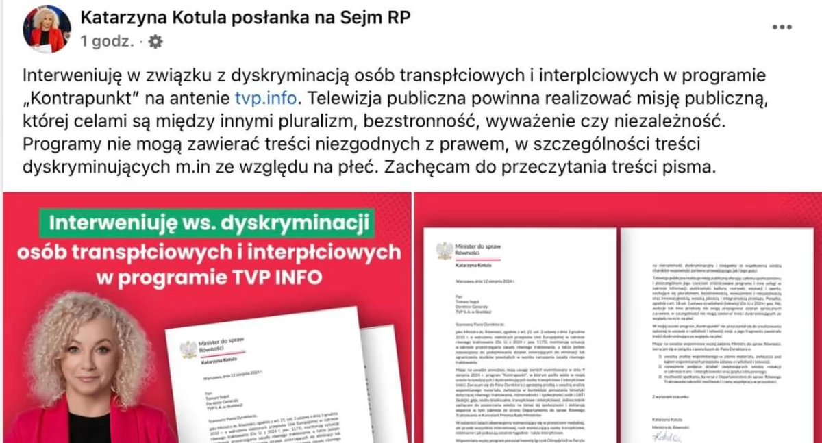 Partie i ugrupowania, Debata transpłciowości sporcie Ośrodek Monitorowania Zachowań Rasistowskich Ksenofobicznych uderza Kotulę - zdjęcie, fotografia