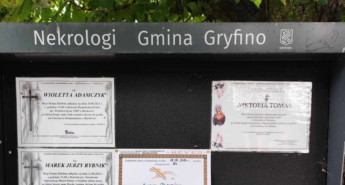 Odeszli, Żegnamy zmarłych mieszkańców Gryfina Lubicza Bartkowa Pniewa - zdjęcie, fotografia