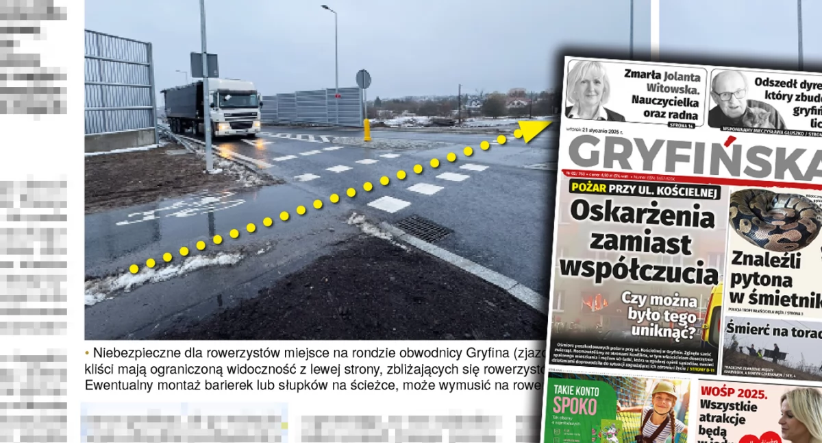 Interwencje, Rowerzyści uważajcie zbliżając obwodnicy Gryfina - zdjęcie, fotografia