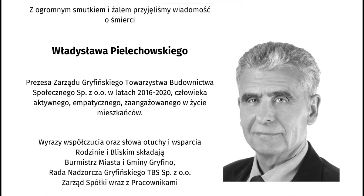 Odeszli, Kondolencje powodu śmierci byłego Prezesa Zarządu - zdjęcie, fotografia