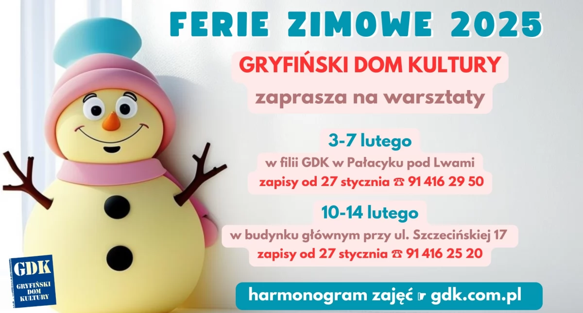 Wystawy Warsztaty, Ferie Gryfińskim Domem Kultury Znamy pełen program - zdjęcie, fotografia