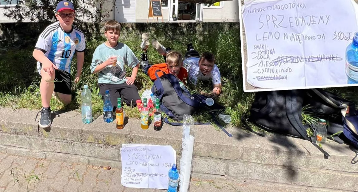 Szkoły i przedszkola, Kreatywne dzieciaki sprzedają lemoniadę - zdjęcie, fotografia