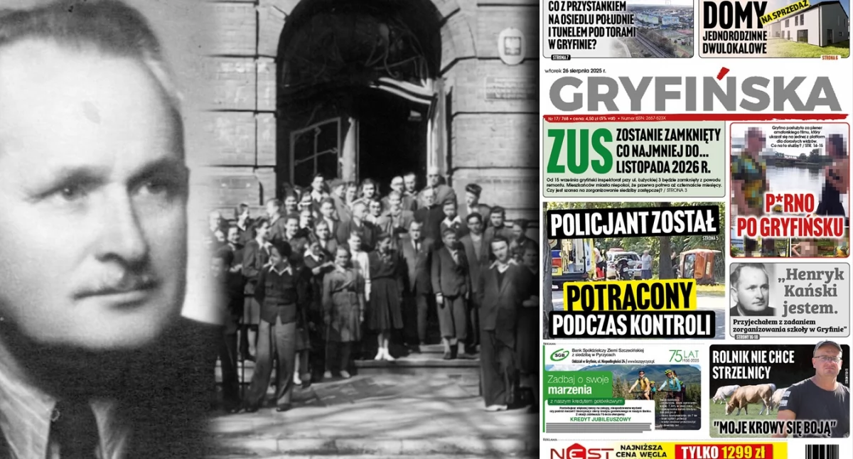 Gazeta Gryfińska, Henryk Kański jestem Przyjechałem zadaniem zorganizowania szkoły Gryfinie - zdjęcie, fotografia