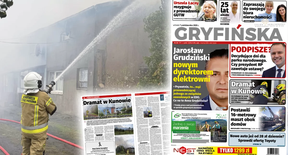 Gazeta Gryfińska, Wójt Augustyniak Gmina pomoże odbudować cały budynek który spłonął Kunowie - zdjęcie, fotografia