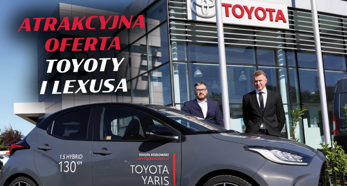 Jarosław Turtoń (z prawej), dyrektor Toyota Kozłowski oraz Michał Lewandowski (z lewej), kierownik Działu Sprzedaży Flotowej