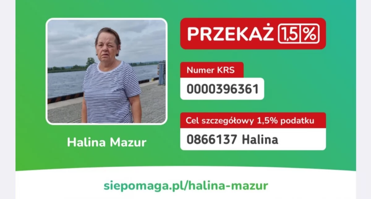 Akcje charytatywne, Pomóż gryfiniance Przekaż Halinie podatku! - zdjęcie, fotografia