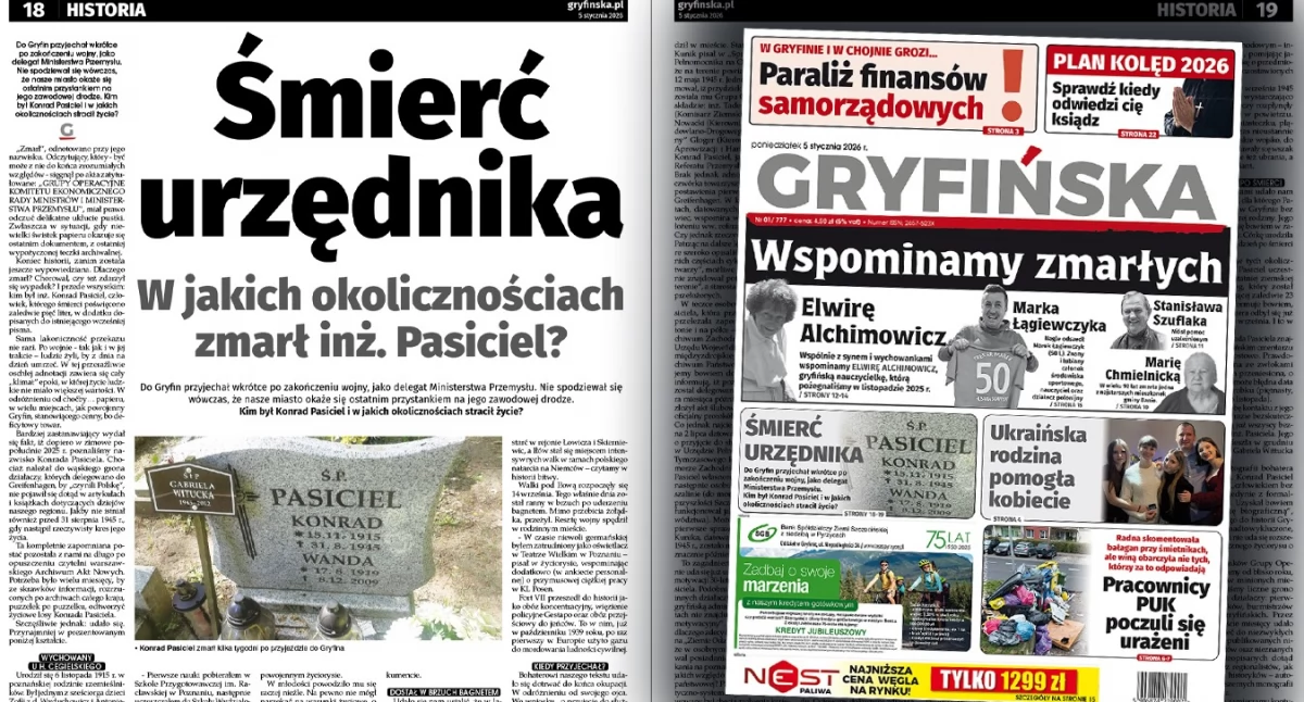 Gazeta Gryfińska, Śmierć urzędnika jakich okolicznościach zmarł inżynier Konrad Pasiciel - zdjęcie, fotografia