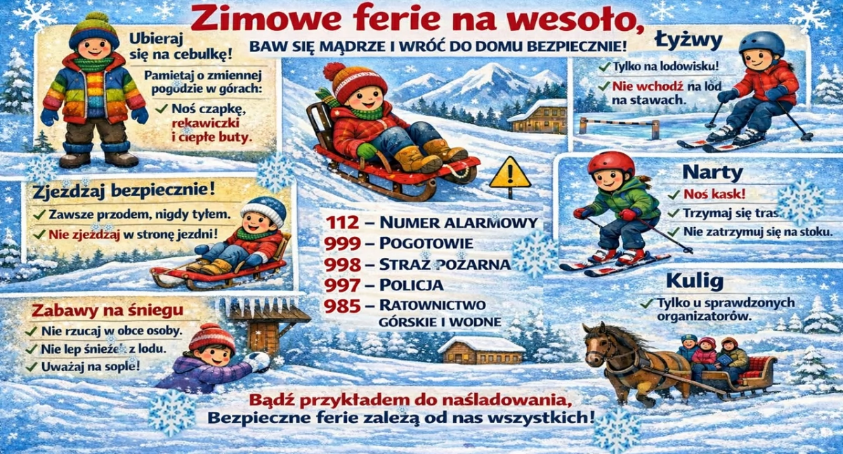 Info, Zimowe ferie mądrze wróć bezpiecznie! - zdjęcie, fotografia