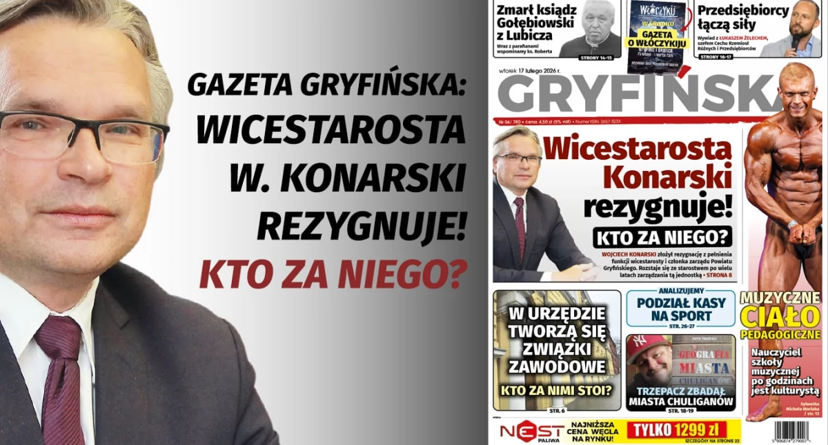 Gazeta Gryfińska, Wojciech Konarski złożył rezygnację funkcji wicestarosty! - zdjęcie, fotografia