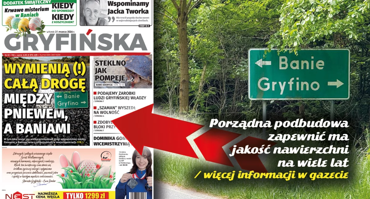 Gazeta Gryfińska, Ogromna przebudowa drogi między Pniewem Baniami - zdjęcie, fotografia