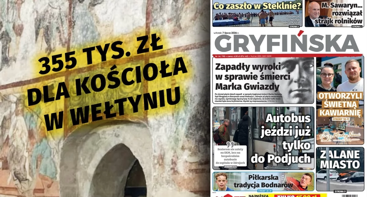 Gazeta Gryfińska, kościoła Wełtyniu - zdjęcie, fotografia