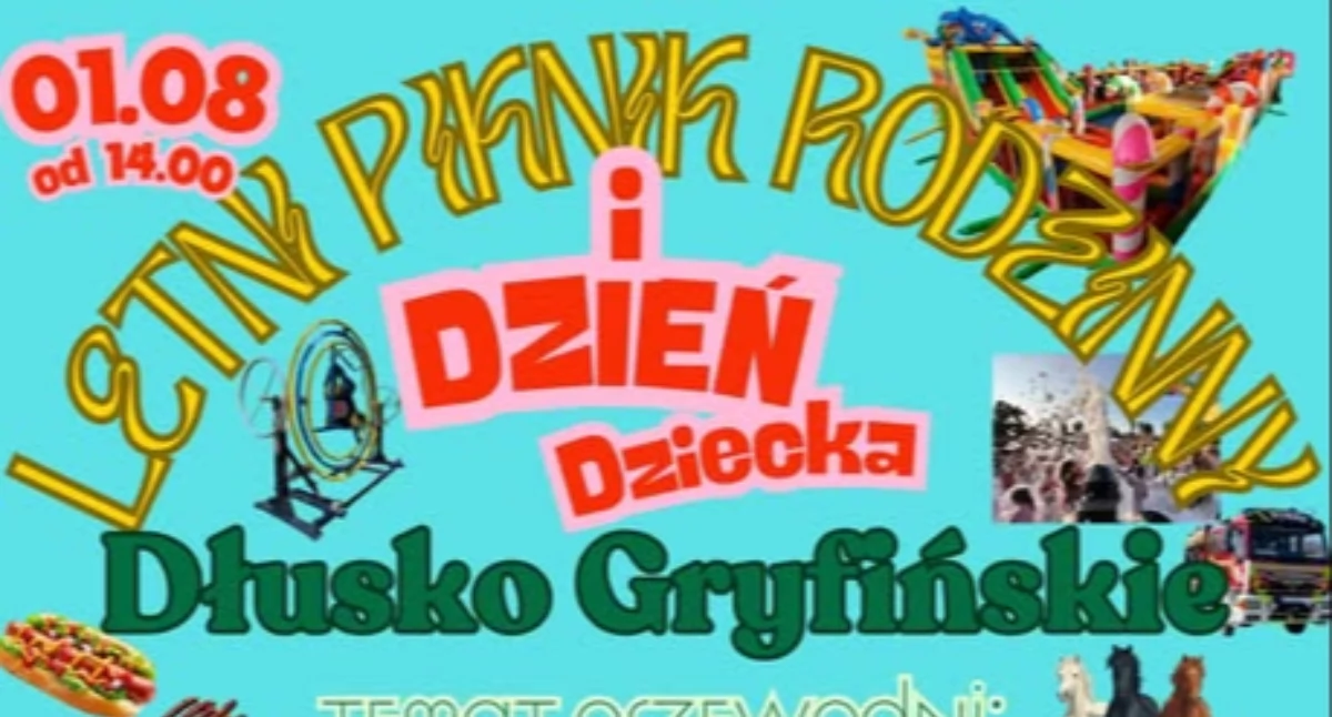 Imprezy, Rodzinny piknik Dłusku Gigantyczny dmuchaniec żyroskop piana party - zdjęcie, fotografia