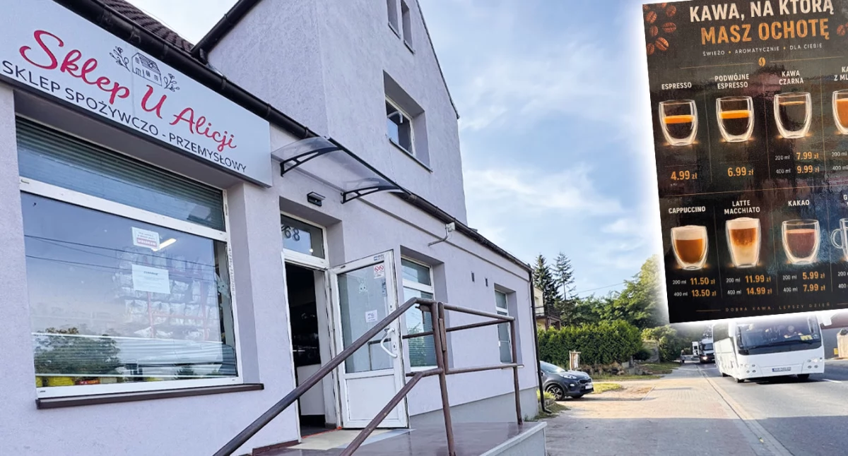 Promocja, Sklep Alicji serwuje kawę - zdjęcie, fotografia