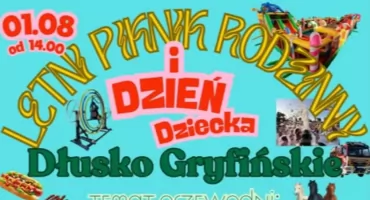 Rodzinny piknik w Dłusku. Gigantyczny dmuchaniec, żyroskop i piana party